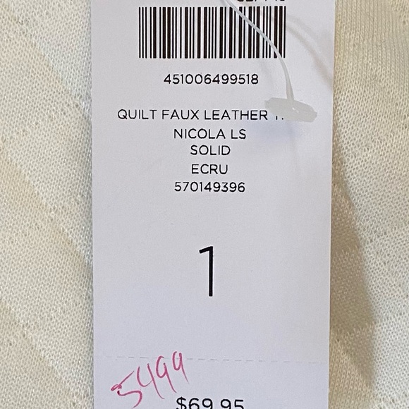 Chico’s - NWT -Ivory - Full zip up shirt - quilted faux leather Chicos size 1 - - Picture 6 of 13